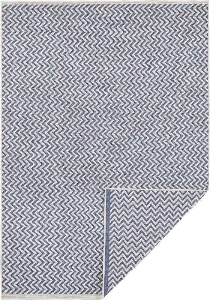 In- & Outdoor Wendeteppich Ivy Blau Creme - 80x150x0,5cm Bild 1