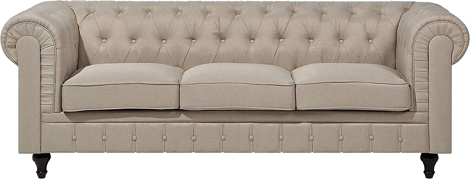 3-Sitzer Sofa Polsterbezug beige CHESTERFIELD groß Bild 1