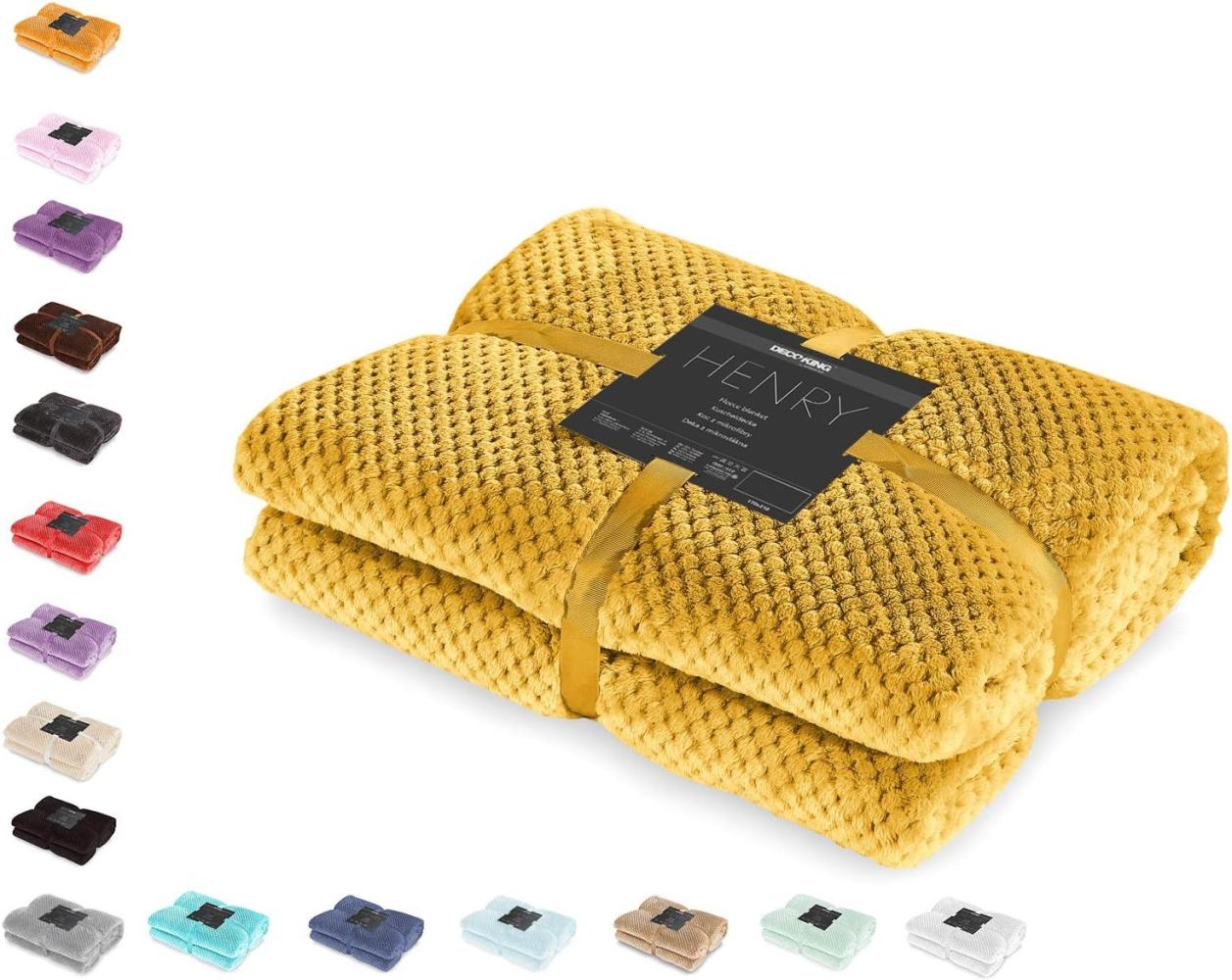 DecoKing Kuscheldecke 150x200 cm senfgelb Decke Microfaser Wohndecke Tagesdecke Fleece weich sanft kuschelig skandinavischer Stil gelb Henry Bild 1