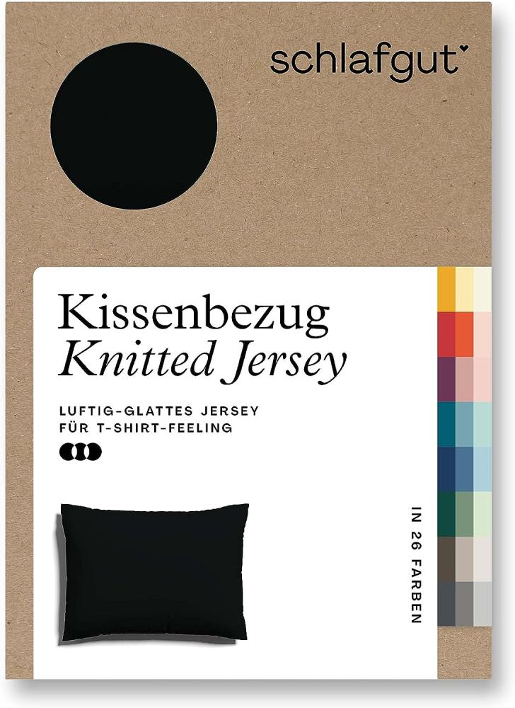 Schlafgut Knitted Jersey Bettwäsche | Kissenbezug einzeln 60x80 cm | off-black Bild 1