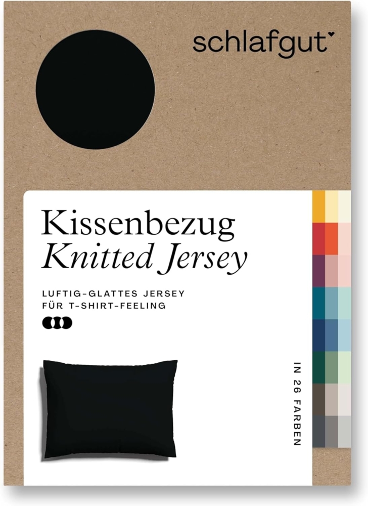 Schlafgut Knitted Jersey Bettwäsche | Kissenbezug einzeln 60x80 cm | off-black Bild 1