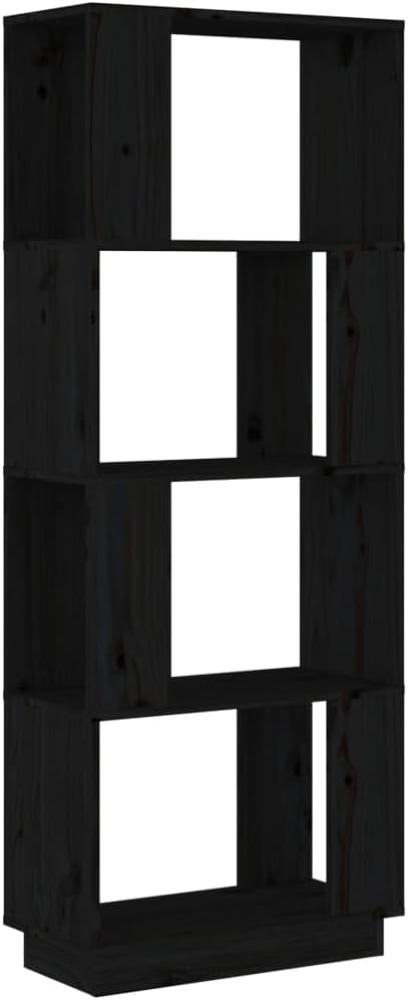 Bücherregal/Raumteiler Schwarz 51 x 25 x 132 cm Massivholz Kiefer Bild 1