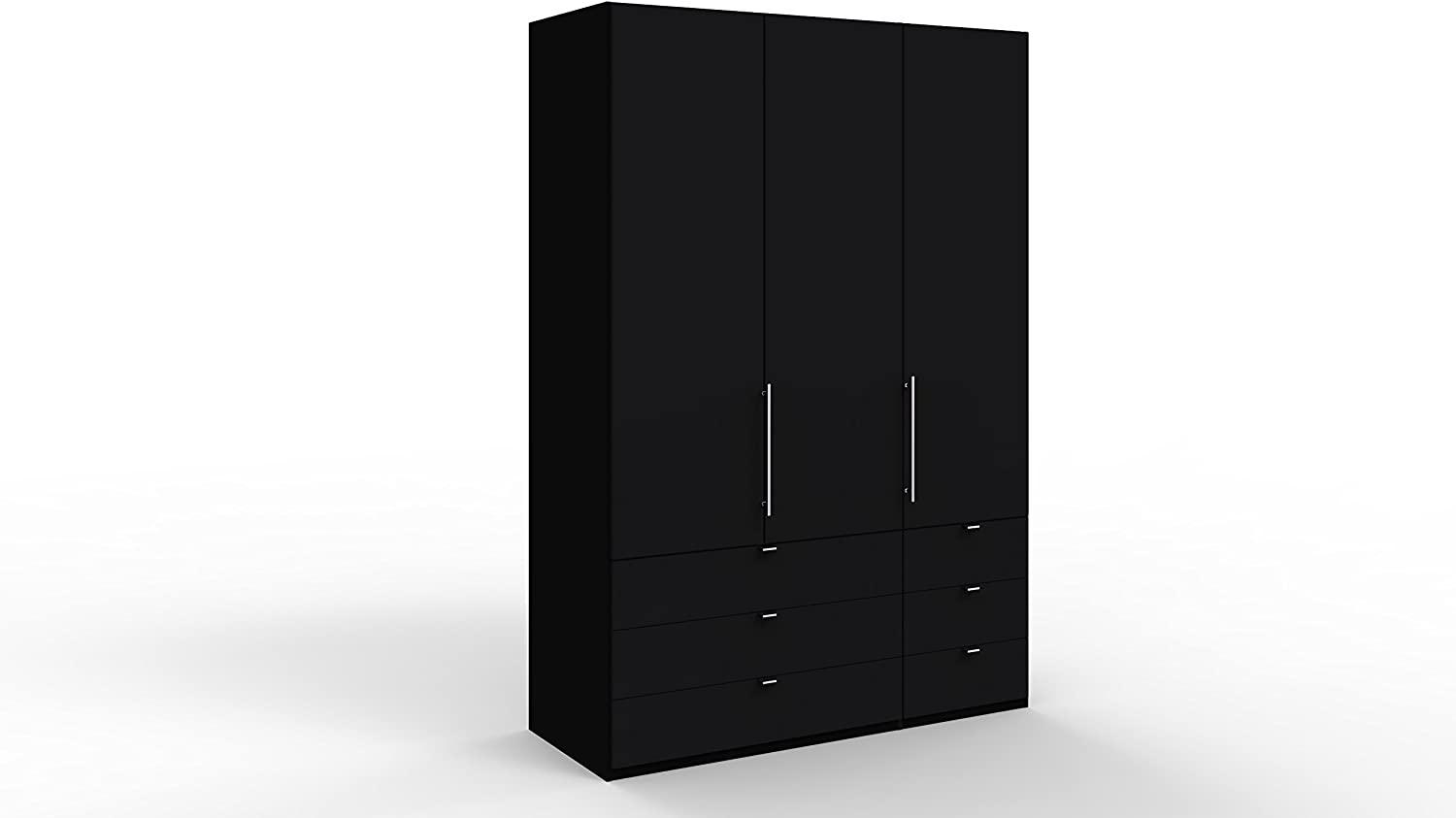 WIEMANN Loft Kleiderschrank, Schlafzimmerschrank, Gleittürenschrank, Drehtürenschrank, mit Schubladen, schwarz, B/H/T 150 x 216 x 58 cm Bild 1