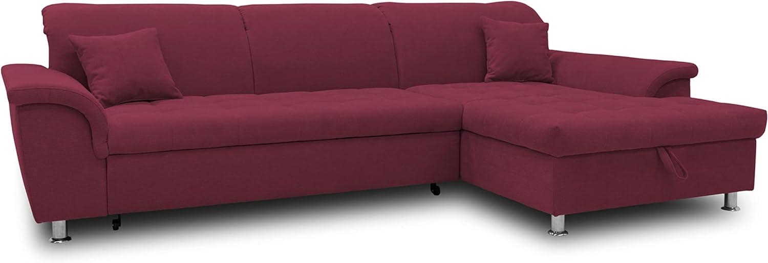 DOMO Collection Ecksofa Franzi, Couch in L-Form, Sofa, Eckcouch mit Rückenfunktion Polsterecke, Bordeaux Rot, 279x162x81 cm Bild 1