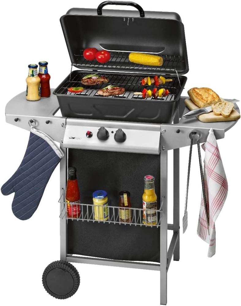 Clatronic® Gasgrill, mit 2 Heizzonen, individuelle Temperatursteuerung, Metall Schwarz, 100 x 55 x 97 cm Bild 1