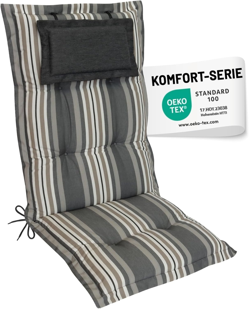 Herlag Hochlehnerauflage Ava Gartenstuhlauflage Hochlehner, abnehmbares Kopfpolster, 123x50x9cm, Gartenmöbelauflage 123x50x9cm, Kopfpolster Bild 1