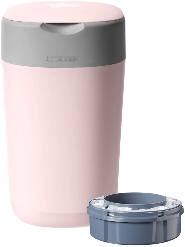 Tommee Tippee Twist and Click Advanced Windeleimer, umweltfreundliches System, inkl. 1x Nachfüllkassette mit nachhaltig gewonnener, antibakterieller Greenfilm-Folie, rosa, 1 Stück (1er Pack) Bild 1