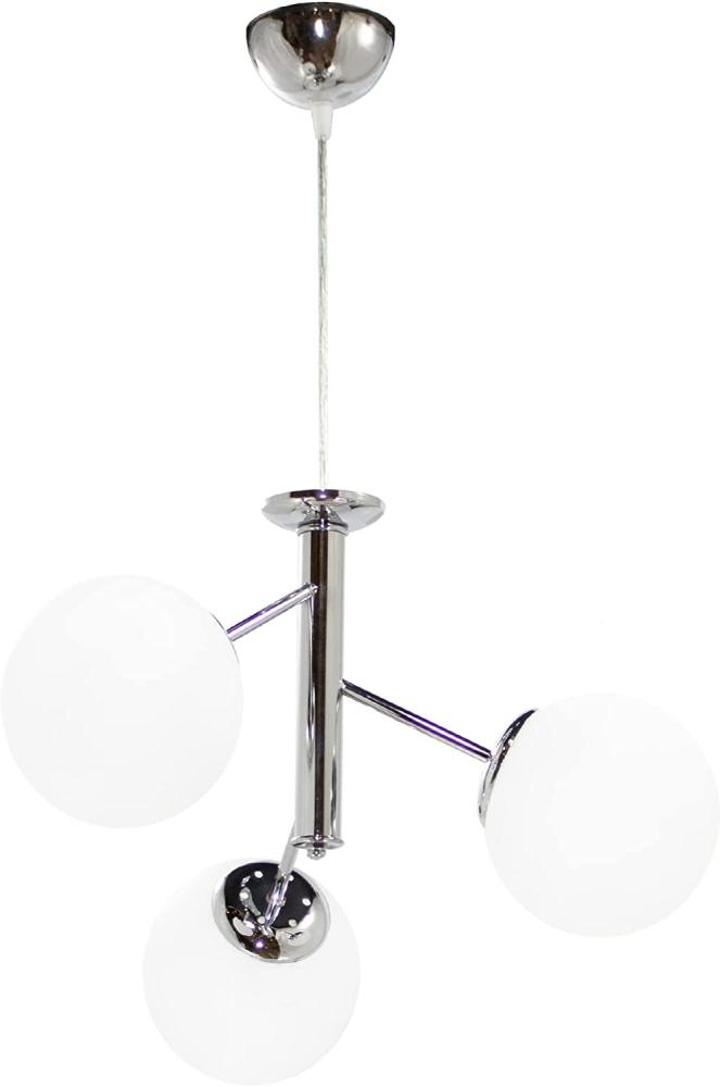 Deckenleuchte Asymmetrisch 3-flammig rundes Glas Chrom-Weiß Bild 1