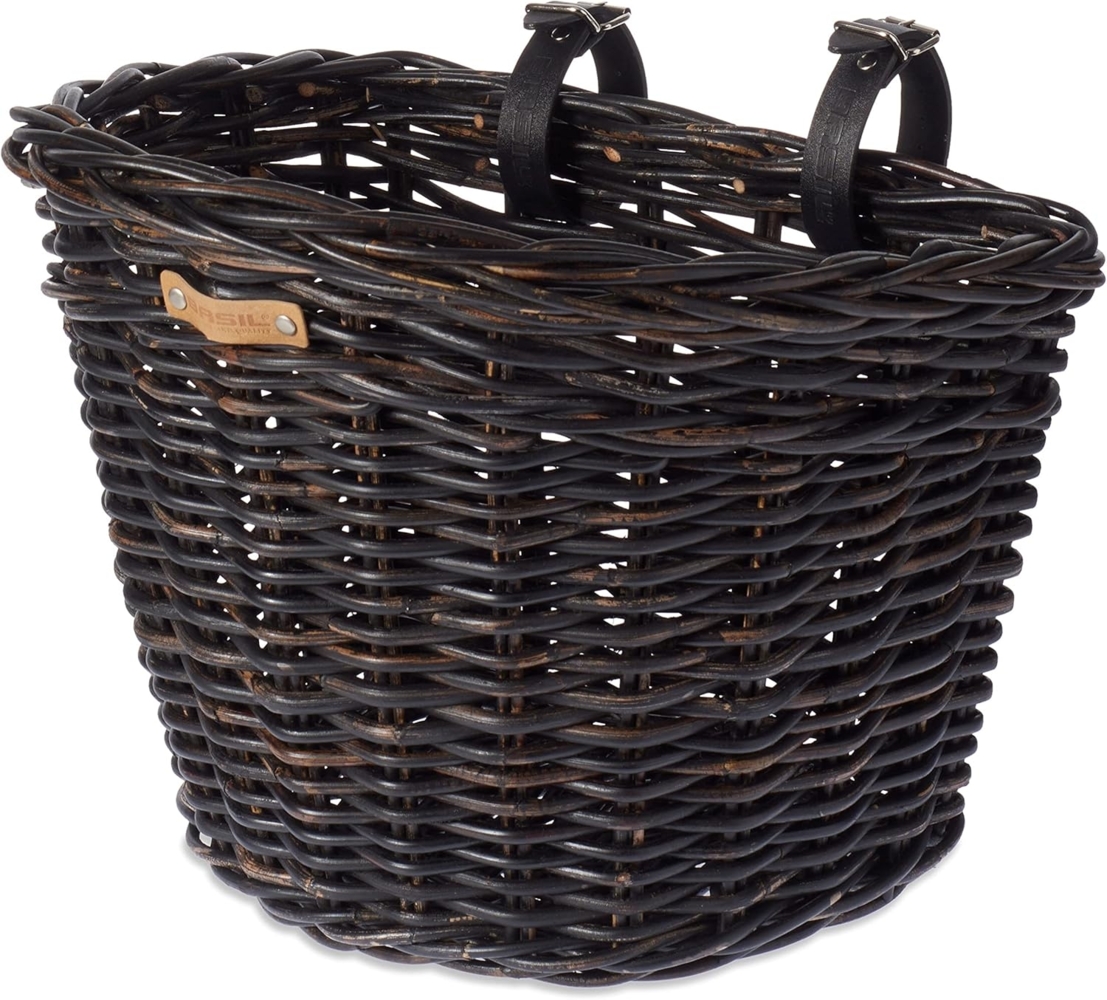 Basil 13077 Vorderrrad-Korb Darcy L Rattan 35x3628cm, Lenkerbefestigung, schwarz Bild 1