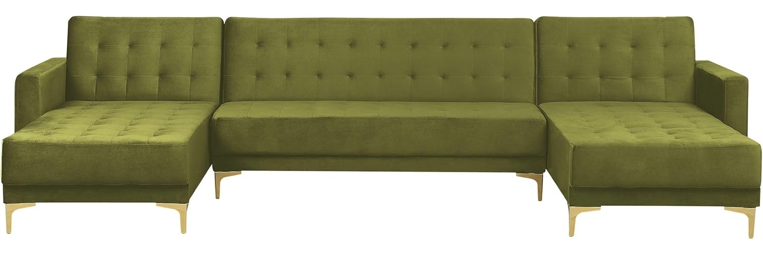 U-förmiges Sofa ABERDEEN Grün Samtstoff Universal Bild 1