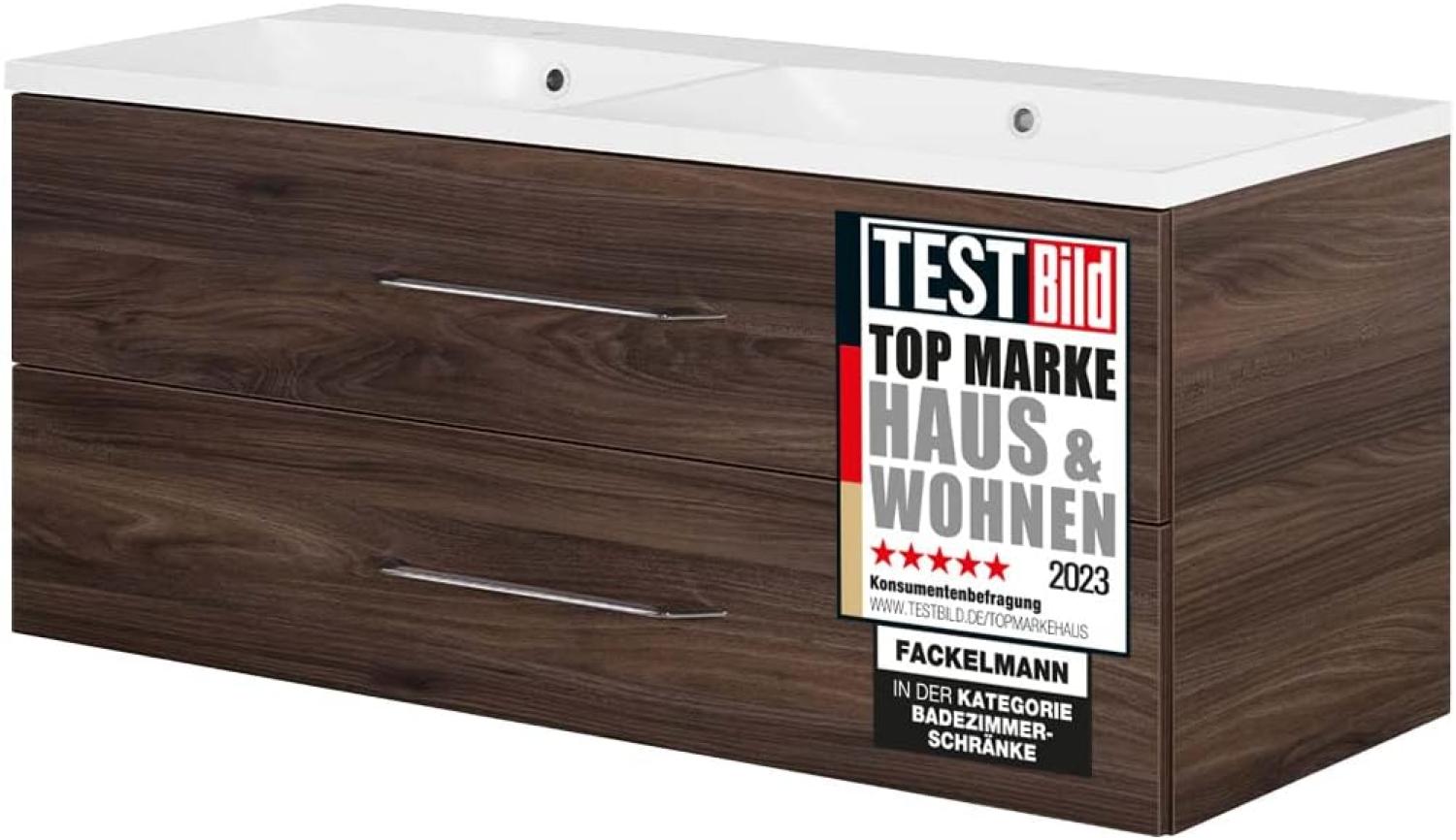 Fackelmann B.CLEVER Doppel-Waschtisch Set, Gussmarmor 120 cm, Braun dunkel Bild 1