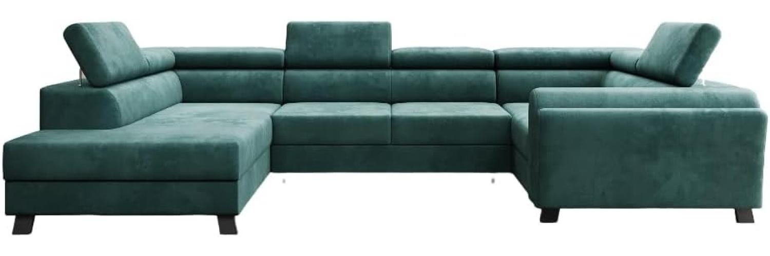 Designer Sofa Emilio mit Schlaf- und Klappfunktion Samt Grün Links Bild 1