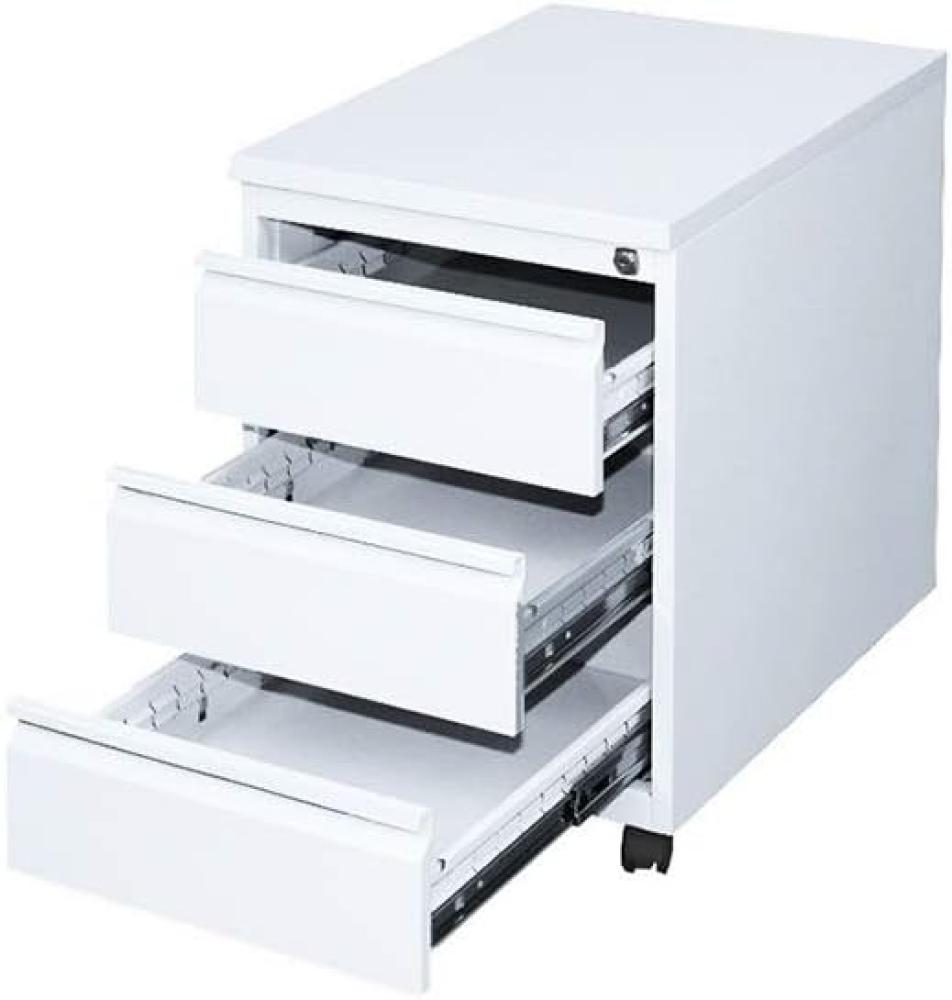 Profi Stahl Büro Rollcontainer Bürocontainer Holzabdeckplatte 3 Schubladen Maße: 62 x 46 x 59 cm, RAL 9003 Signalweiß/Signalweiß 505307 Bild 1