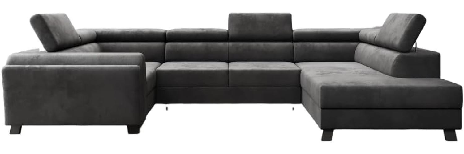 Designer Sofa Emilio mit Schlaf- und Klappfunktion Samt Anthrazit Rechts Bild 1