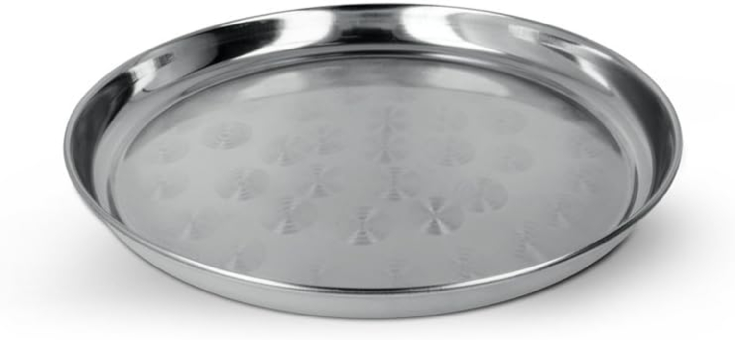 METALTEX Tablett rund 32 cm aus INOX - satiniert in schwerer Qualität / Edelstahlplatte / Servierplatte Bild 1