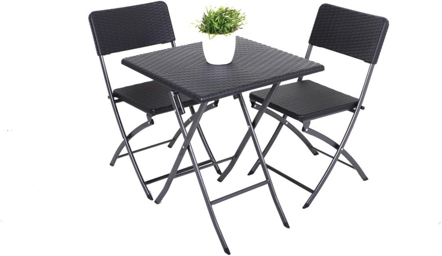 3-tlg. Balkon-Set Balkongruppe Tisch Stuhl klappbar Rattan-Optik Bild 1