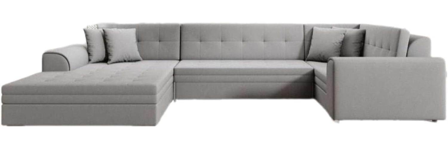 Designer Sofa Velio mit Schlaffunktion Stoff Grau Links Bild 1