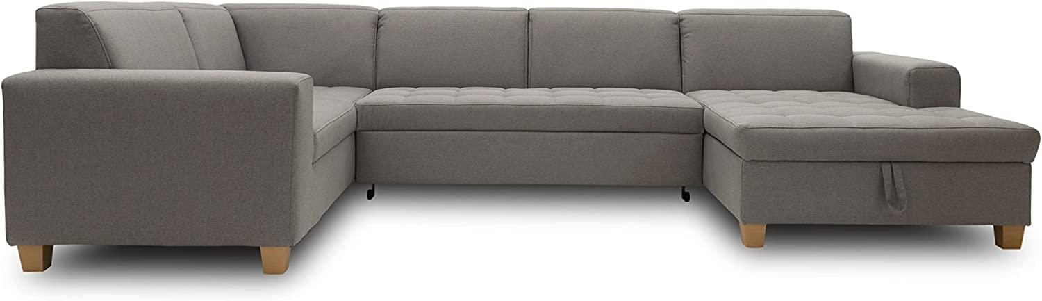 DOMO Collection Sugar Wohnlandschaft, Sofa, Couch, Polstergarnitur, Moderne U-Form, hellgrau, 162 x 333 x 199 cm Bild 1