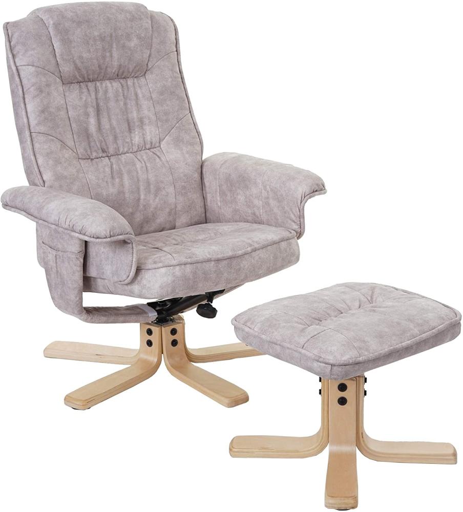 Relaxsessel M56, Fernsehsessel TV-Sessel mit Hocker, Stoff/Textil ~ vintage hellgrau Bild 1