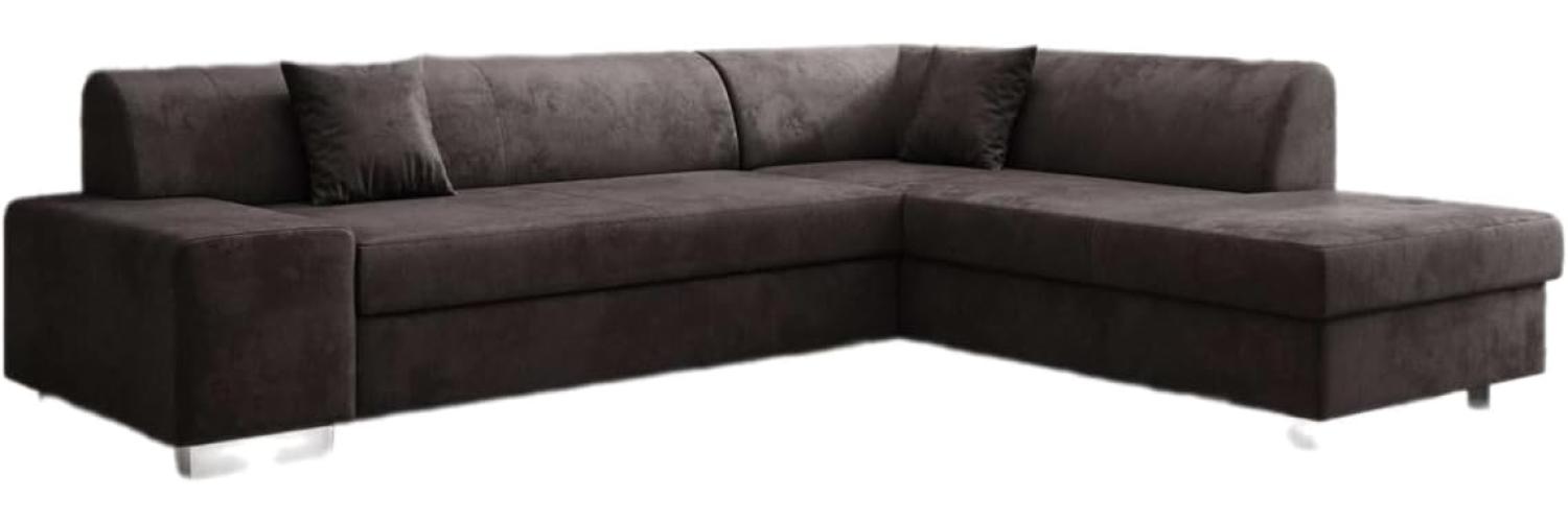 Designer Sofa Pina mit Schlaf- und Klappfunktion Samt Dunkelbraun Rechts Bild 1