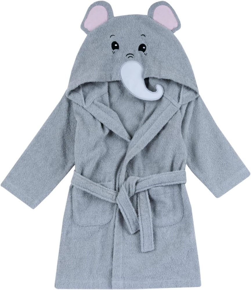 Chicco Bademantel aus weichem Schaumstoff, in Form von süßem Elefant, bunt und lustig, mit zwei bequemen Taschen und praktischem Gürtel, 24 Monate+, grau Bild 1