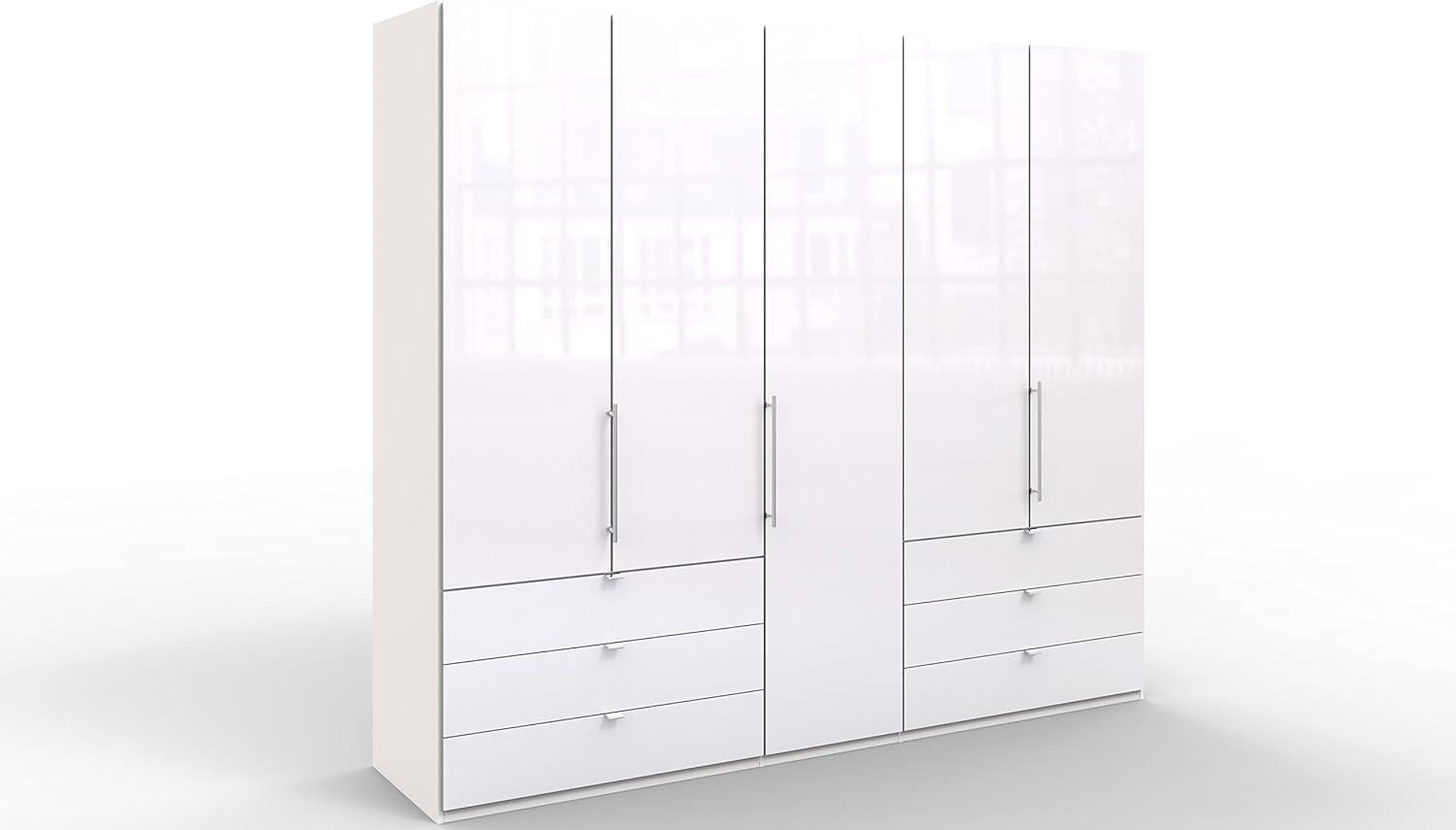 WIEMANN Loft Kleiderschrank, Schlafzimmerschrank, Gleittürenschrank, Drehtürenschrank, mit Schubladen, Glas, in weiß, B/H/T 250 x 216 x 58 cm Bild 1