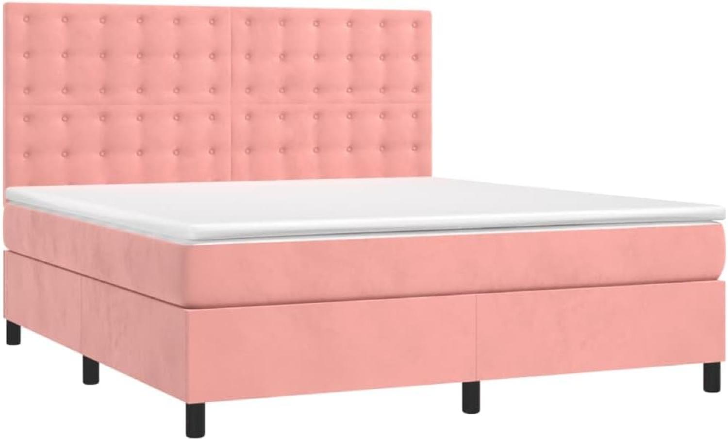 vidaXL Boxspringbett mit Matratze & LED Rosa 180x200 cm Samt 3136382 Bild 1