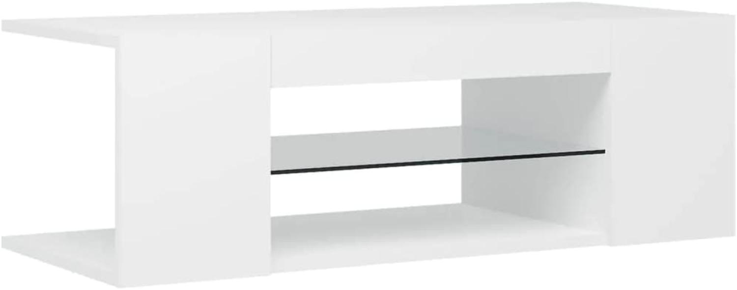 vidaXL TV Schrank mit LED-Leuchten Lowboard Fernsehschrank Fernsehtisch Sideboard HiFi-Schrank TV Möbel Tisch Board Weiß 90x39x30cm Bild 1