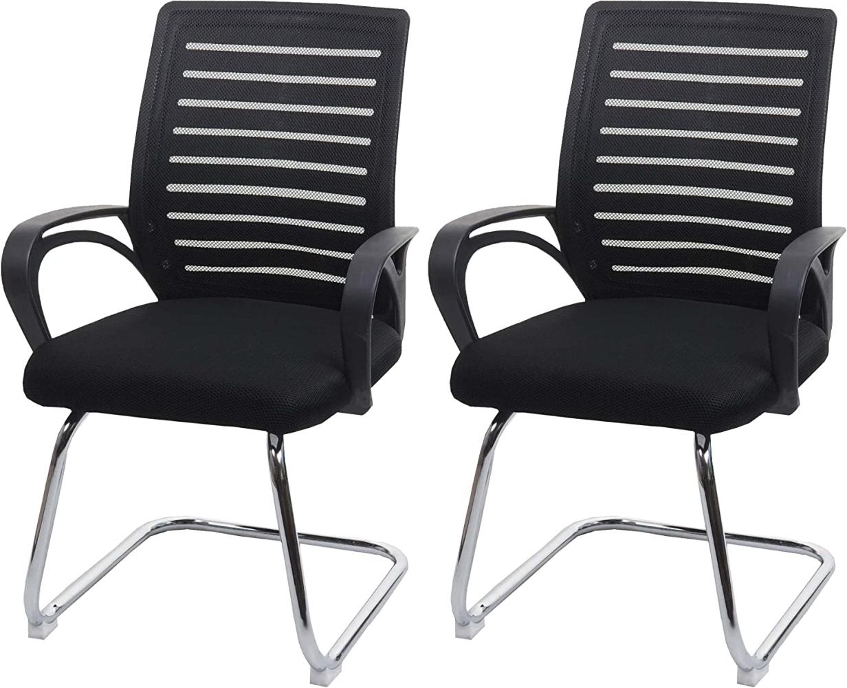 2er-Set Konferenzstuhl HWC-K51, Besucherstuhl Freischwinger, 150kg belastbar Stoff/Textil ~ schwarz Bild 1