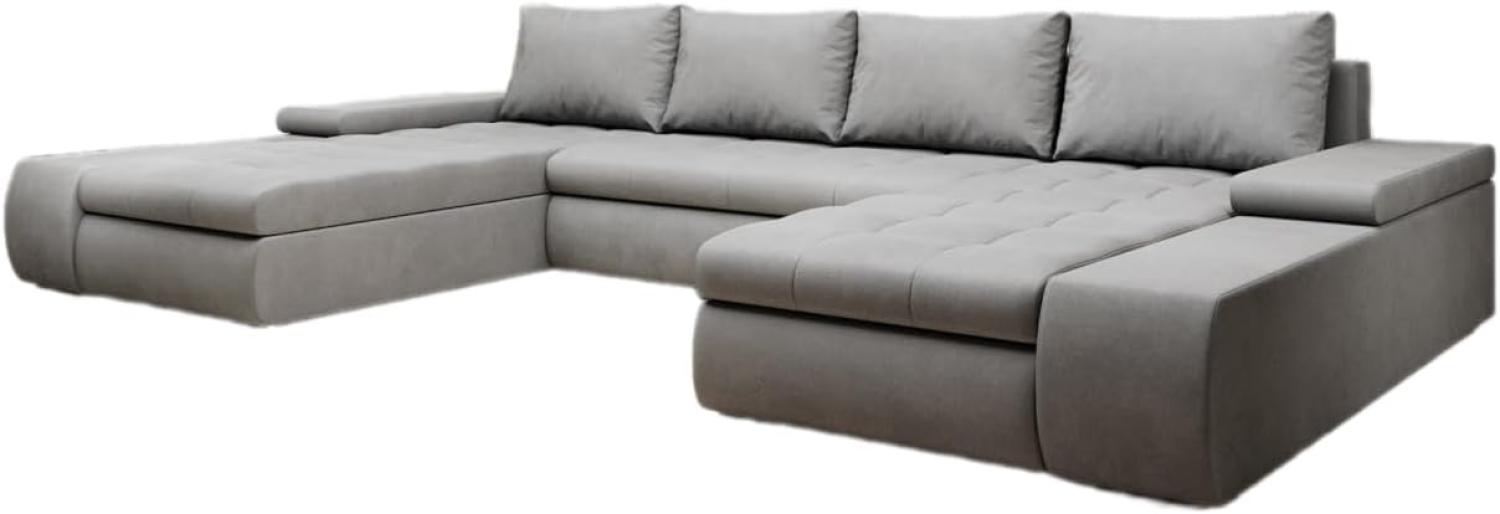 Designer Sofa Martino mit Schlaffunktion Samt Hellgrau Bild 1