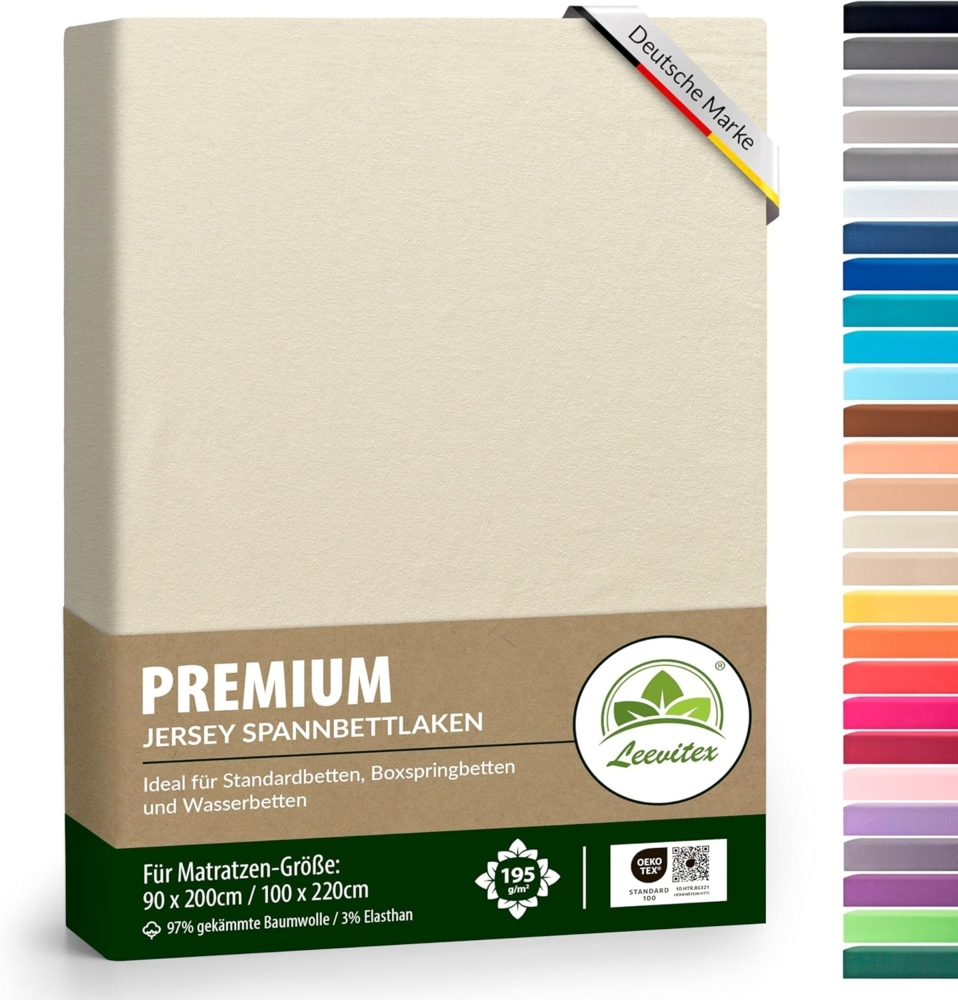 leevitex® Spannbettlaken Spannbettlaken Premium Elasthan, Gummizug: rundum, blickdicht, Anti-Pilling, 97% Baumwolle, 3% Elasthan, 40 cm Steg Bild 1