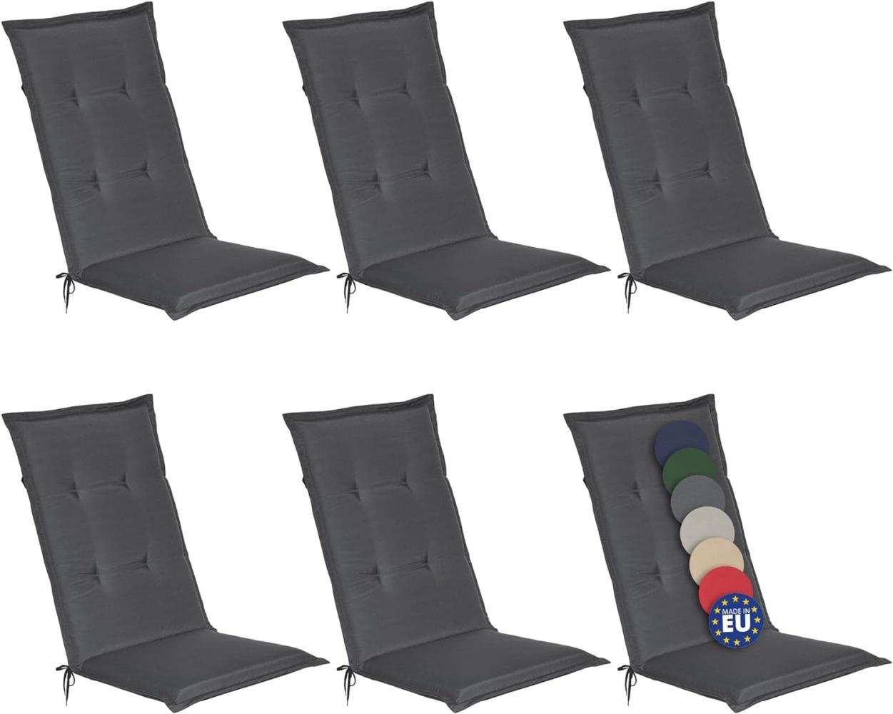 6er Set Beautissu Hochlehner Auflage Loft HL 120x50x6cm Graphitgrau Bild 1