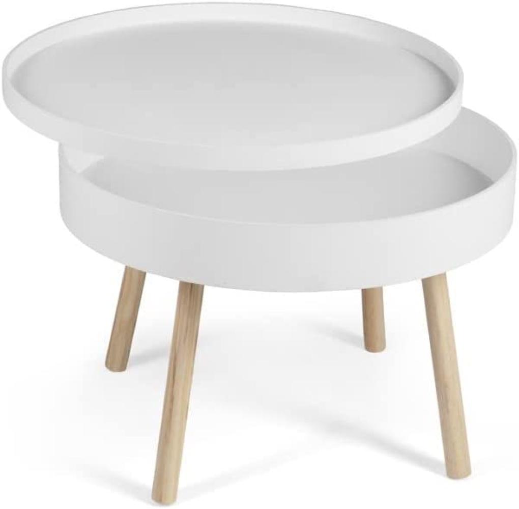 LIFA LIVING Runder Couchtisch mit Stauraum aus MDF-Holz, Beistelltisch mit abnehmbaren Deckel für Wohnzimmer und Schlafzimmer, 60 x 60 x 44 cm Bild 1