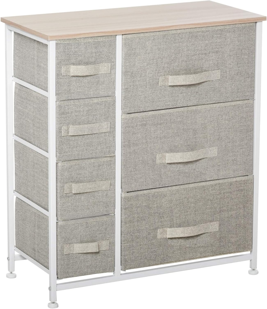 HOMCOM Kommode Schubladenschrank, rechteckig (Stoffschubladen, 1 St, Schubladenschrank), Hellgrau 63,5 x 30 x 71 cm Bild 1