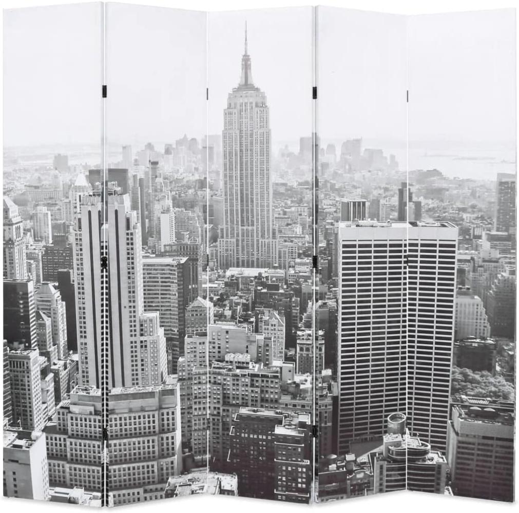 vidaXL Raumteiler klappbar 200 x 170 cm New York bei Tag Schwarz-Weiß 245859 Bild 1