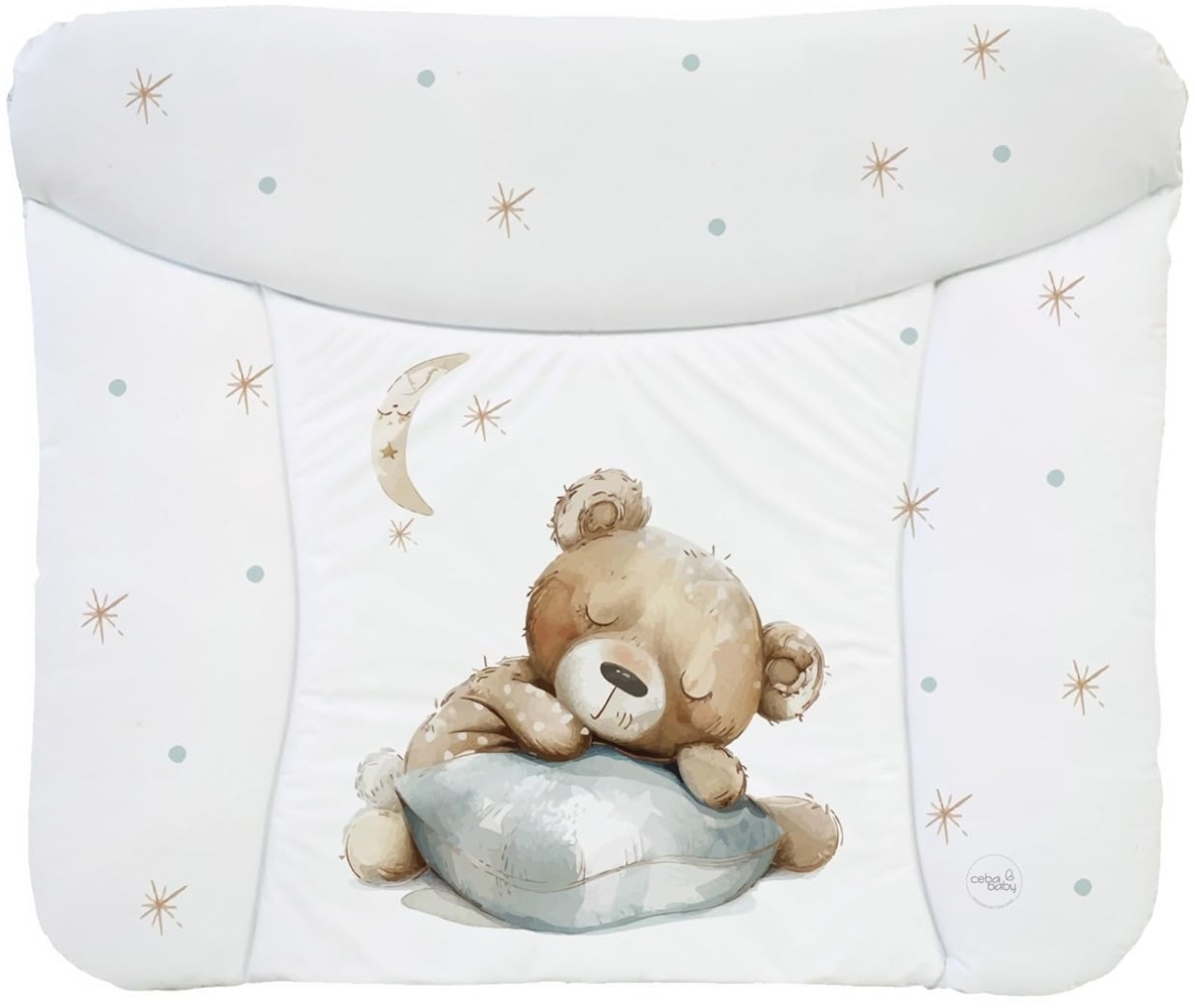 Ceba Baby® weiche Wickelauflage 75x72 cm - Baby Wickelunterlage - Wickeltischauflage für Junge und Mädchen - Wasserdicht, abwaschbar - OEKO-TEX® Standard 100 - Made in EU - Schläfriger Bär Bild 1