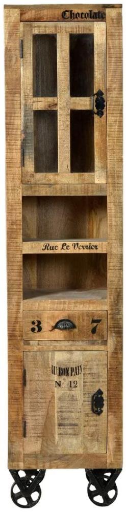 Hochschrank 'Rustic', Mangoholz Antikfinish/Glas Bild 1