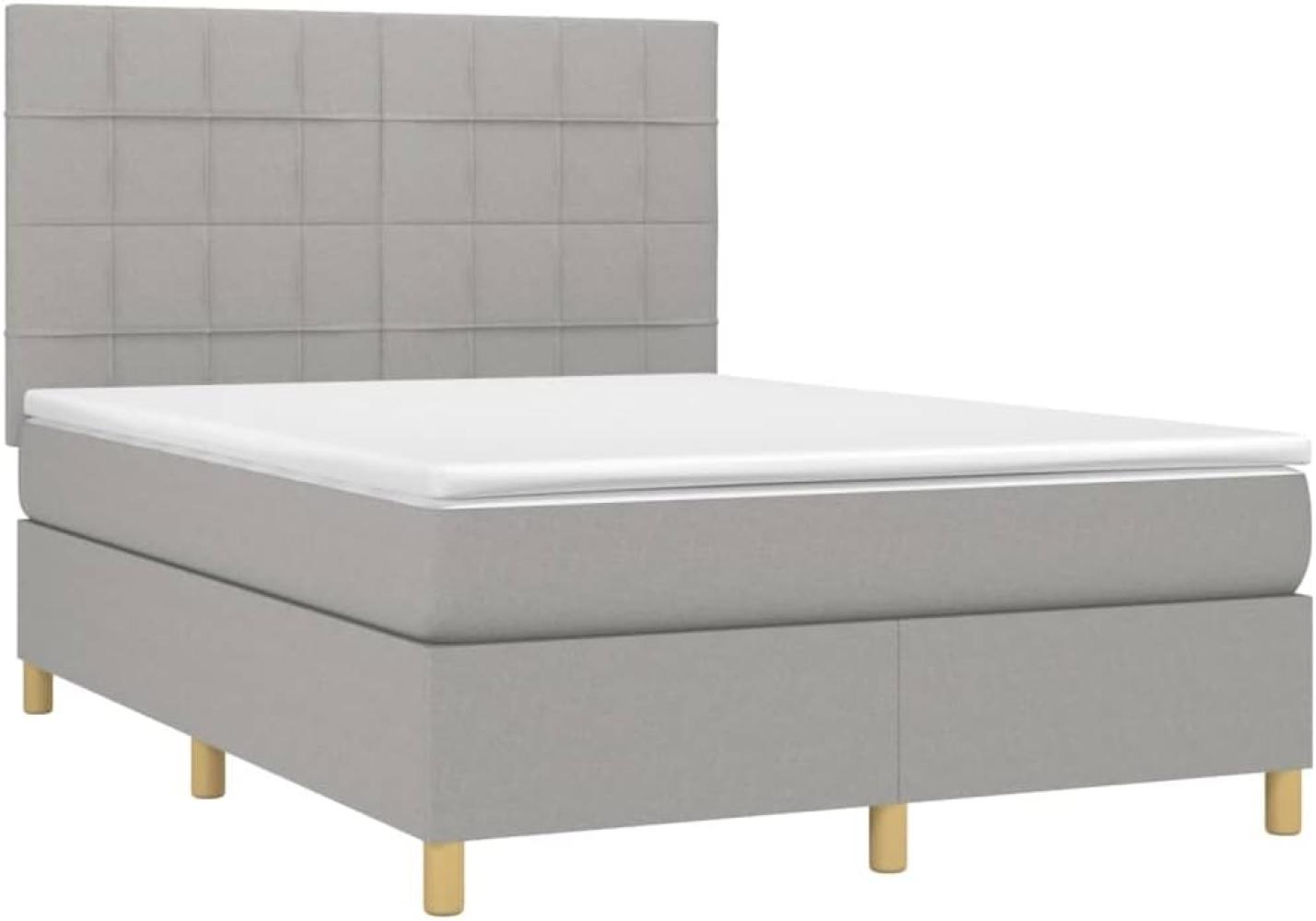 vidaXL Boxspringbett mit Matratze Hellgrau 140x190 cm Stoff 3142329 Bild 1