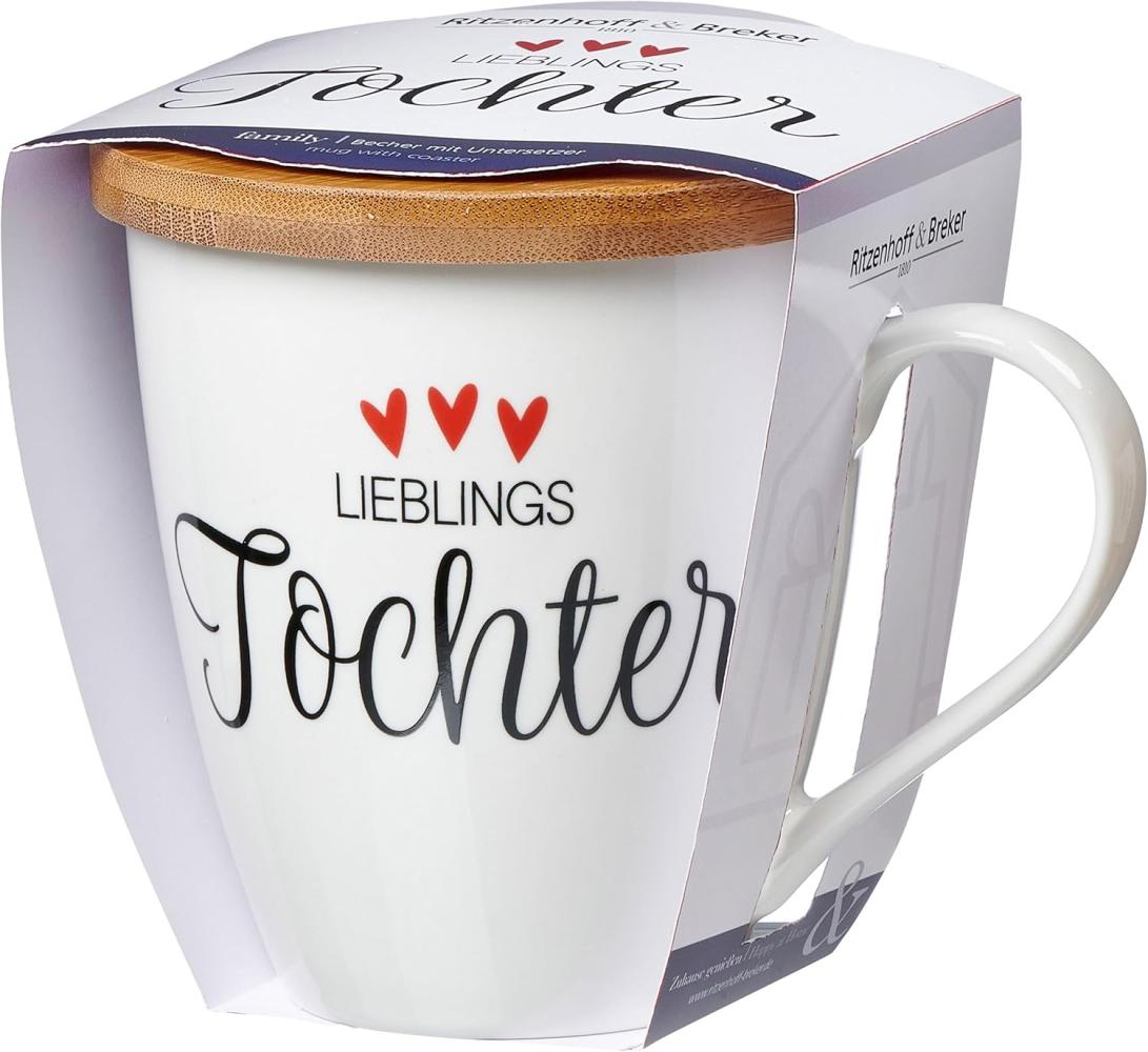 Ritzenhoff & Breker Becher Family Tochter, mit Untersetzer, Kaffeebecher, Tasse, mit Henkel, Porzellan, Weiß, 560 ml, 416619 Bild 1