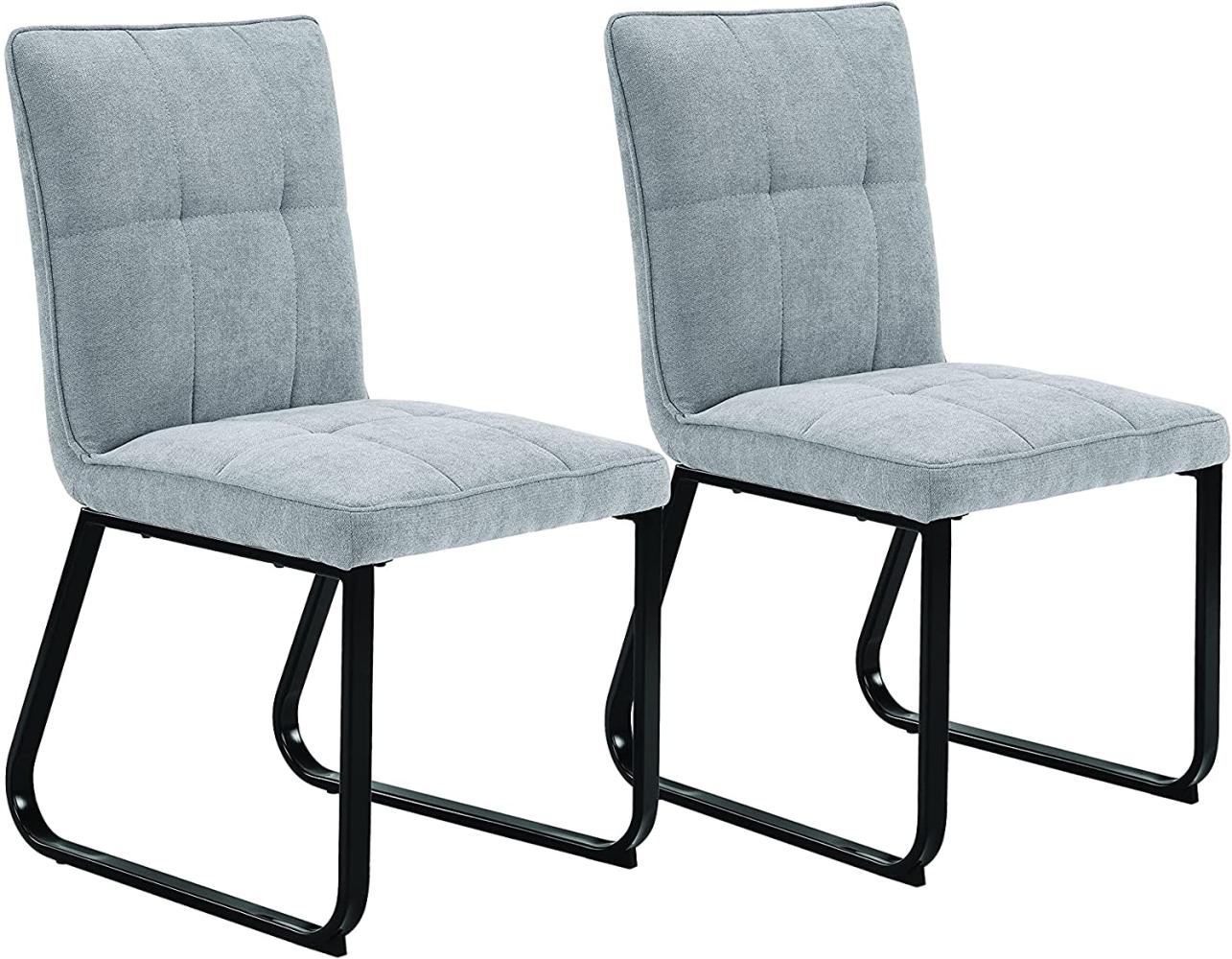 byLIVING Esszimmerstuhl 2er Set Talea / Webstoff in hellgrau / Gestell Metall in schwarz pulverbeschichtet / Esszimmerstuhl / Wohnzimmerstuhl / bis 120 kg / B 46, H 86, T 55 cm Bild 1