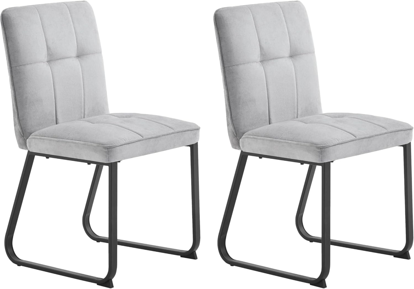 byLIVING Esszimmerstuhl 2er Set Talea / Webstoff in hellgrau / Gestell Metall in schwarz pulverbeschichtet / Esszimmerstuhl / Wohnzimmerstuhl / bis 120 kg / B 46, H 86, T 55 cm Bild 1