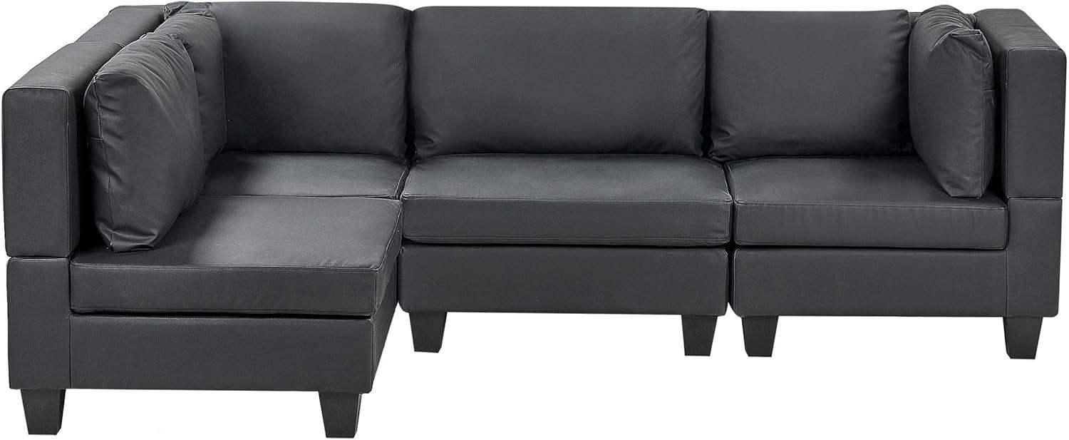 Beliani 'Unstad' Sofa, Schwarz, Kunstleder, 72 x 152 x 228 cm, ohne Ottomane, Rechts Bild 1