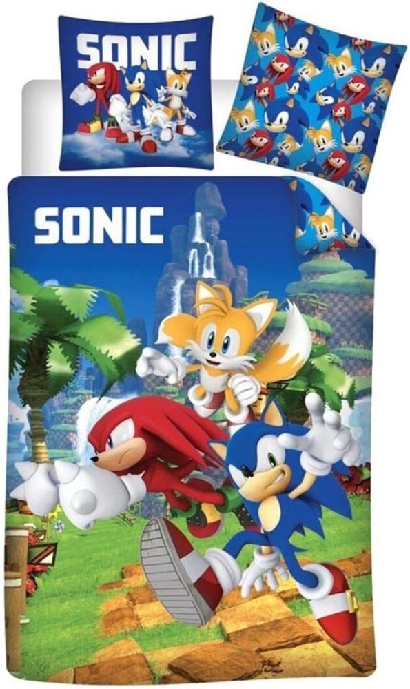 Sonic Kinderbettwäsche Set – Bettbezug 140x200 cm & Kissenbezug 63x63 cm Bild 1