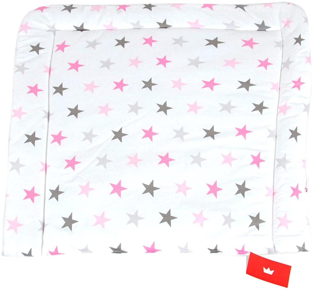 BABYLUX Wickeltischauflage Wickelauflage Baby Wickeltisch 50x70 70x70 80x70 (70 x 70 cm, 93 - Sterne Rosa Grau) Bild 1