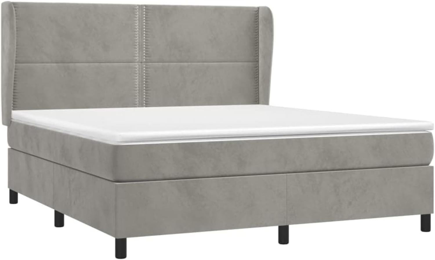 vidaXL Boxspringbett mit Matratze Hellgrau 180x200 cm Samt 3129165 Bild 1