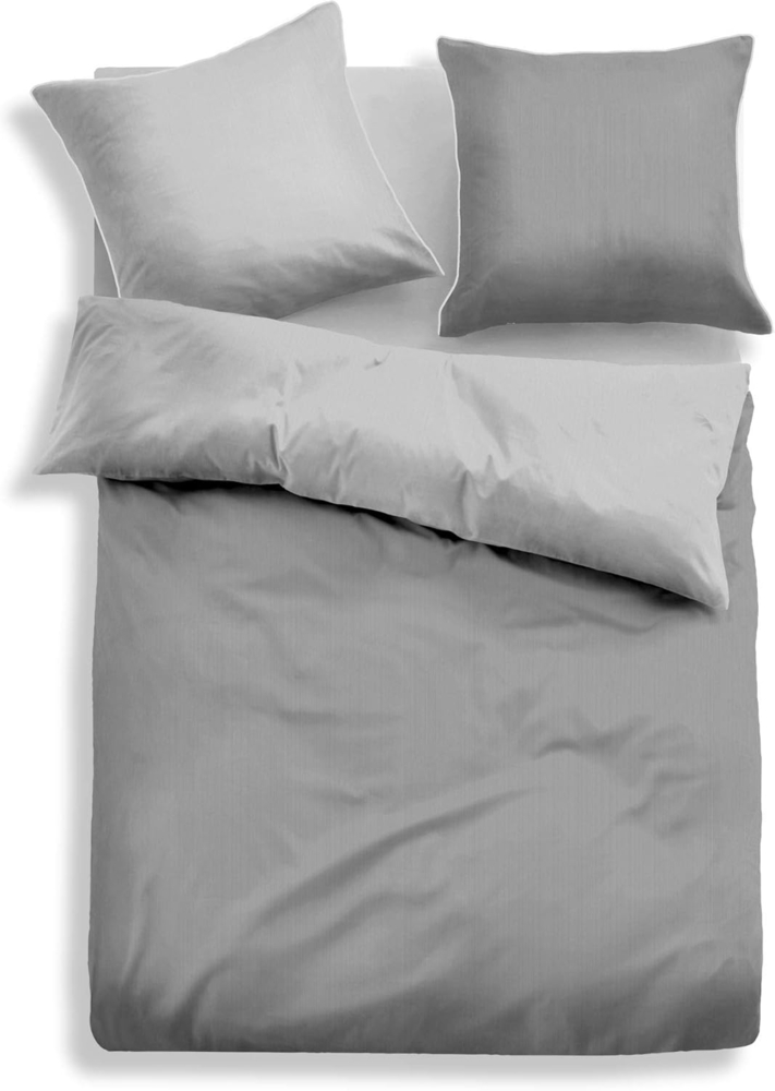 Tom Tailor Satin Bettwäsche "UNIOPTIK - ZARTE STREIFEN" GREY 135x200 cm Bild 1