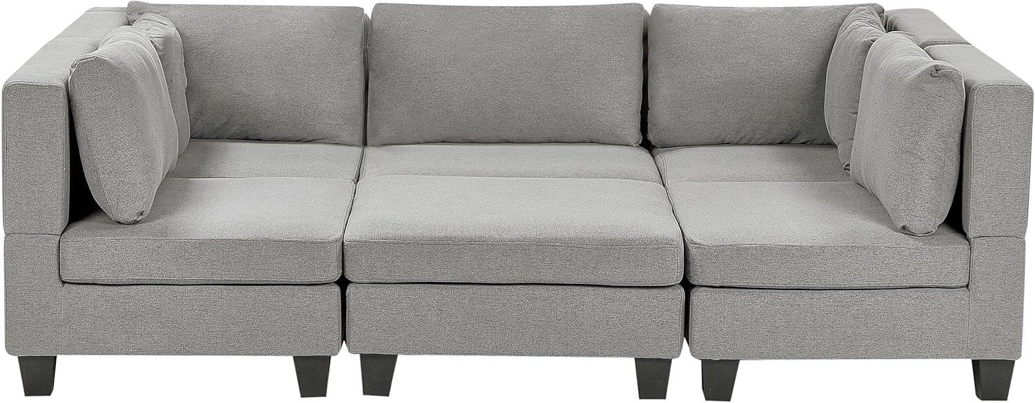 Beliani 'Unstad' Sofa, Hellgrau, Leinenoptik, 72 x 76 x 228 cm, mit Ottomane, U-Form Bild 1