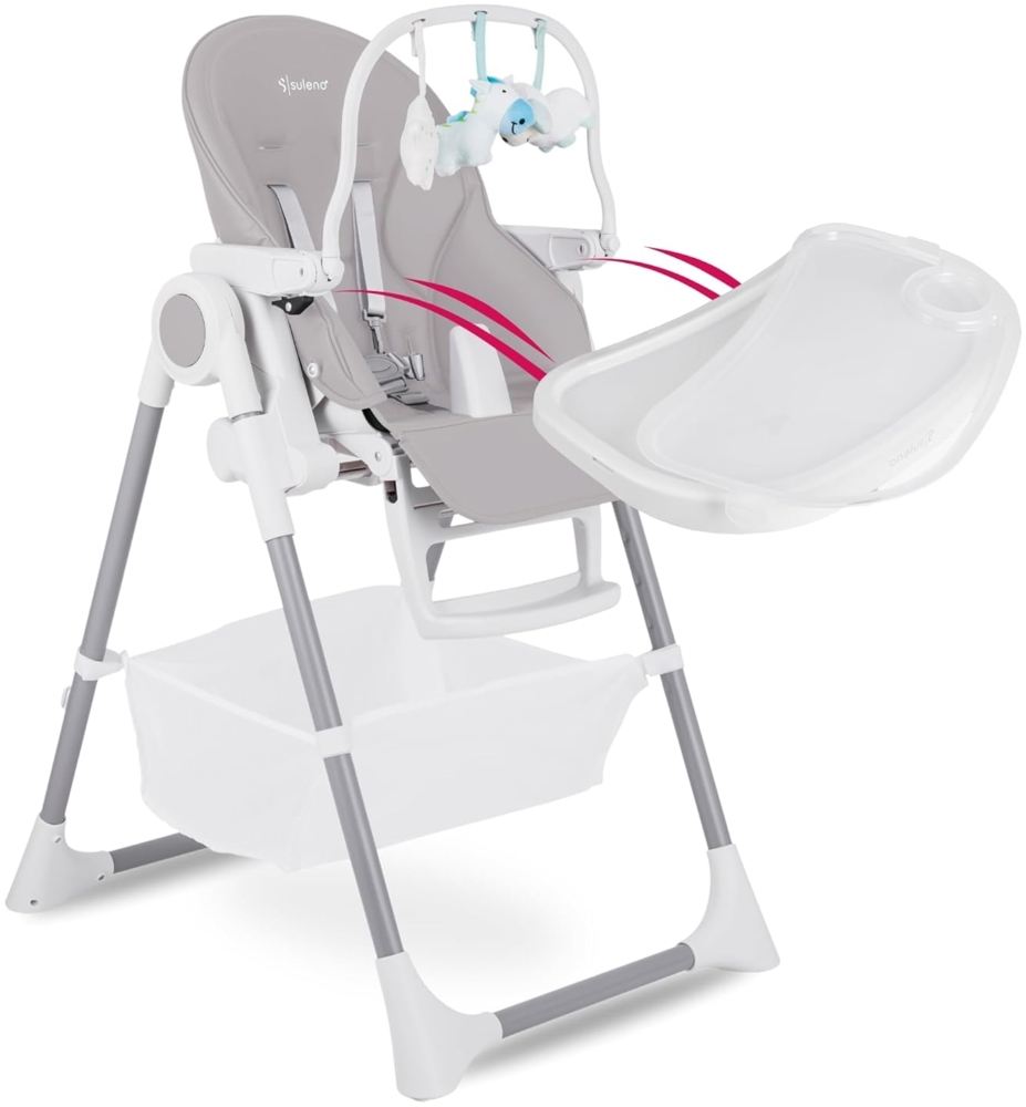 Suleno - Baby Hochstuhl mitwachsend, Kinderstuhl, Kinderhochstuhl, Babyliege, Baby High Chair, verstellbar, klappbar, 7 Höhen, abnehmbares Tablett, aufsteckbarer Teller, 0 - 6 Jahre Bild 1