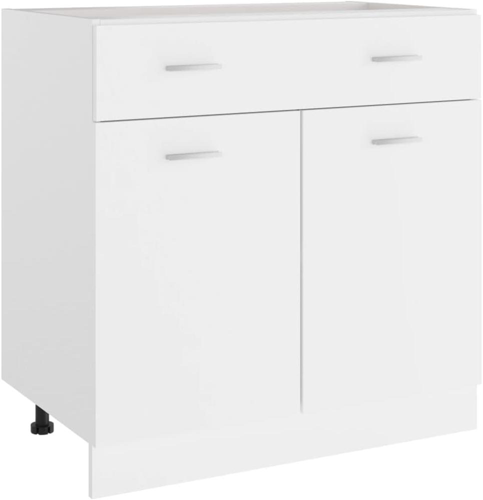 vidaXL Schubunterschrank mit 2 Regalböden 1 Schublade Schrank Küchenzeile Küchenmöbel Unterschrank Küchenschrank Weiß 80x46x81,5cm Holzwerkstoff Bild 1