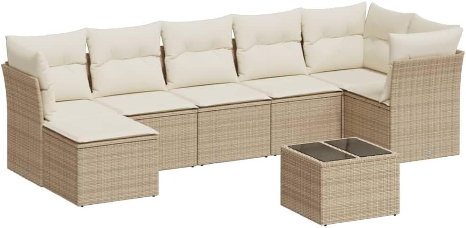 vidaXL 8-tlg. Garten-Sofagarnitur mit Kissen Beige Poly Rattan 3217978 Bild 1